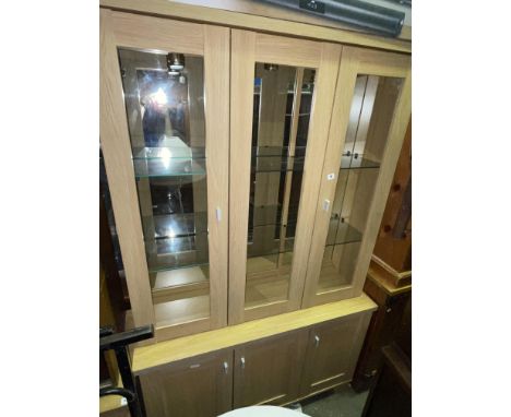 LIGHT OAK EFFECT GLASS WALL UNIT