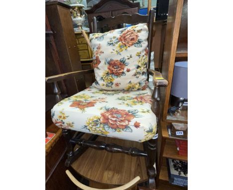 VINTAGE DARK OAK ROCKING ARMCHAIR 