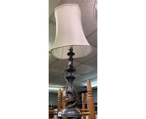 SINGLE BALUSTER KNOPPED COLUMN BALUSTER LAMP AND SHADE 