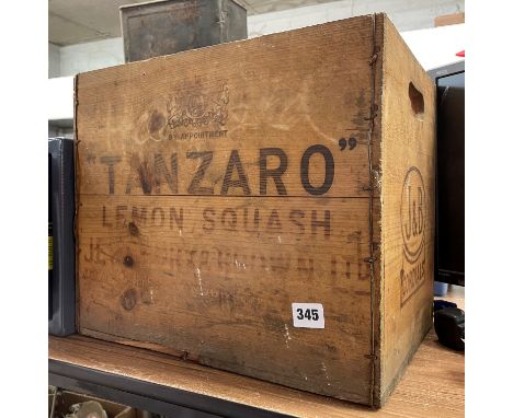 TANZARO LEMON SQUASH VINTAGE ADVERTISING CRATE 