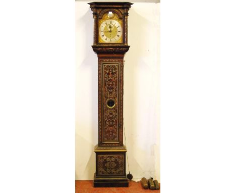 Claude Duchesne (1690 - 1730)Queen Anne/George I tortoiseshell eight day striking longcase clock, the 12 inch brass arched di