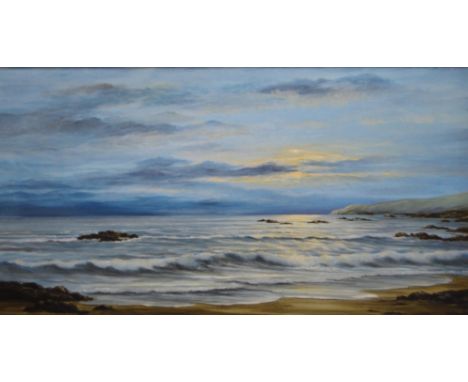 D Smyth (British) Dusk seascape Signed lower right, oil on canvas, 39cm x 74.5cm.
