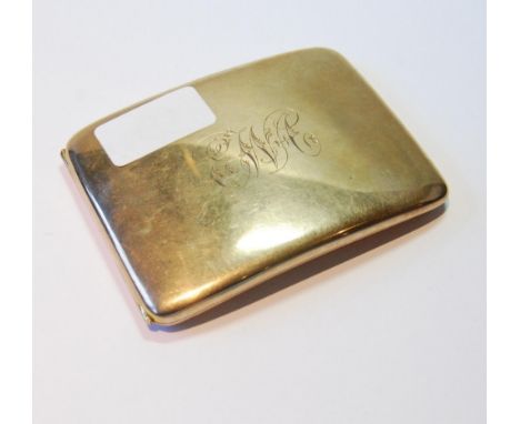 9ct gold cigarette case of curved shape, initialled, 1919, 130g.