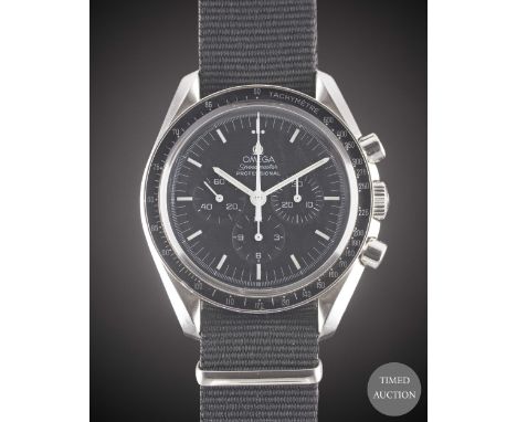 A GENTLEMAN'S STAINLESS STEEL OMEGA SPEEDMASTER PROFESSIONAL CHRONOGRAPH WRIST WATCH
CIRCA 2000, REF. 145.0022 / 345.0022&nbs