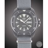 A GENTLEMAN'S PVD COATED BRITISH MILITARY ROYAL NAVY SBS CWC WRIST WATCH DATED 2017, WITH ORIGINAL