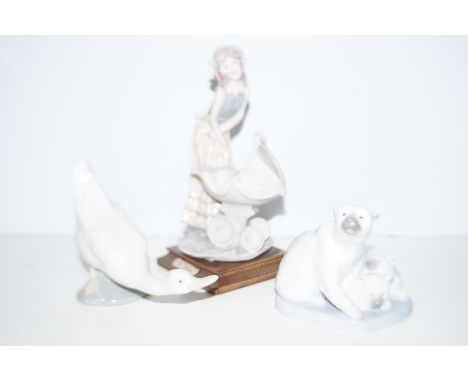 Lladro polar bear group, Nao duck &amp; 1 other