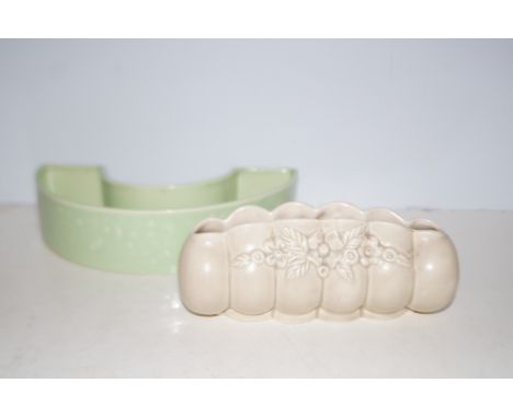 2 Clarice Cliff flower troughs (Hairline to 1)