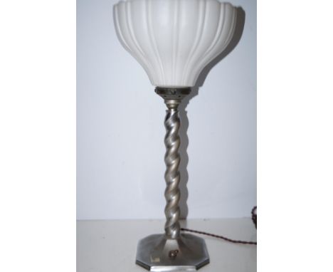 Art deco table lamp with barley twist stem Height 46 cm