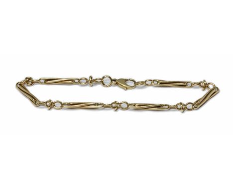 A 9ct gold bracelet, fancy bar links with claw clasp, sponsor Pld, Birmingham 1992, length 21cm, weight 7.9g.&nbsp;Condition 