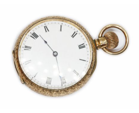 An Edwardian ladies 9ct gold pocket watch, case diameter 40mm, the movement signed American Waltham Watch Co, Dennison watch 