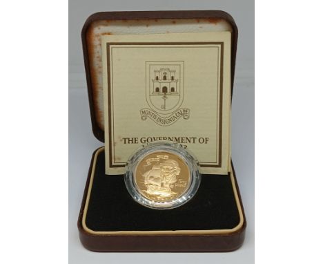 A 1980 Gibraltar Gold Proof Â£50 Coin to commemorate the 175th anniversary of the death of Nelson, in presentation case with 