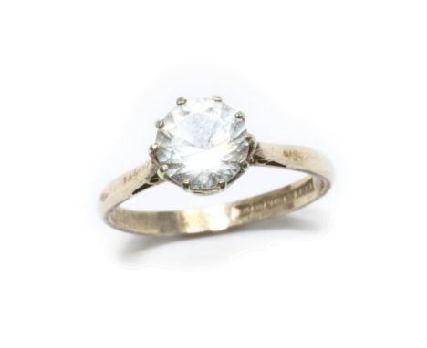 A 9ct gold solitaire ring, sponsor L.D.P, Birmingham 1975, gross weight 2.2g, size L.Condition - colourless stone not a diamo