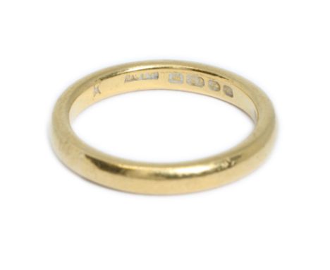 A 22ct gold wedding band, sponsor JWLTD, Birmingham 1925, weight 5.7g, size N/O.