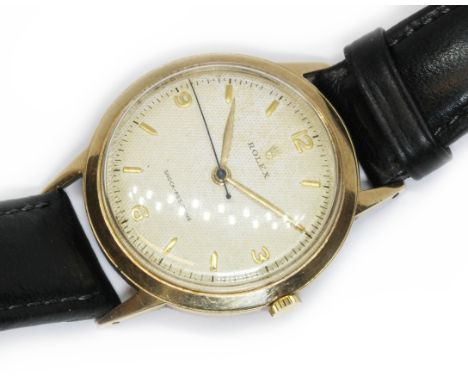 ROLEX, a vintage 9ct gold semi-bubble back wristwatch, circa 1950s, case diameter 37mm, Superbalance manual wind movement, De