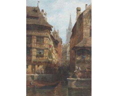 Karl Weysser, Ansicht von Straßburg mit Blick auf das MünsterÖl auf Leinwand. 66 x 45 cm.Signiert unten rechts: K. Weisser.Pr