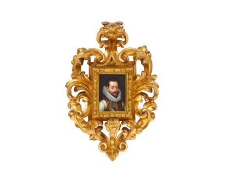 Jean de Saive, Porträt des Alessandro Farnese, Herzog von Parma und Gouverneur der spanischen NiederÖl auf Kupfer. 9,8 x 7,3 