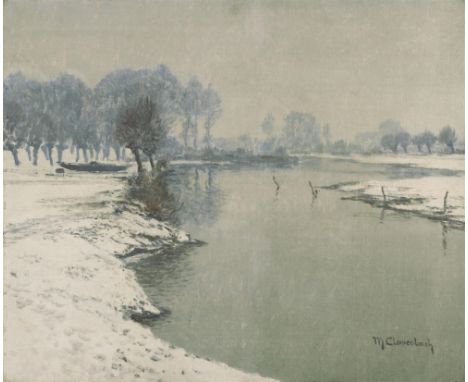 Max Clarenbach, Winterlandschaft an der ErftÖl auf Leinwand. 50 x 60 cm.Signiert unten rechts: M. Clarenbach.ProvenienzSüddeu