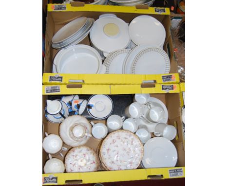 Three boxes of various ceramics to include a Thomas part dinner service, an Art Deco Shelley part tea service, silver plated 
