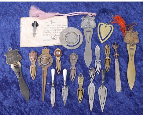 A George V novelty bookmark in the form of a dagger, having a silver blade and mother of pearl handle, maker Adie &amp; Lovek