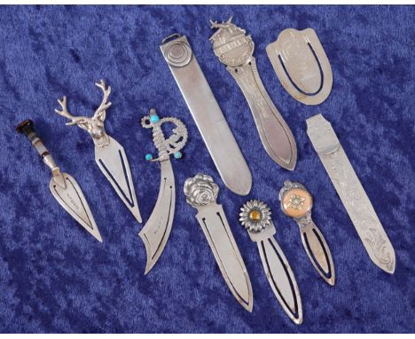 An Edwardian silver novelty bookmark in the form of a trowel, having square cut agate handle, maker Adie &amp; Lovekin, Birmi