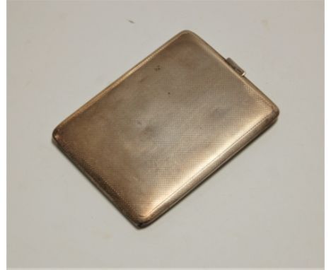 A George V silver pocket cigarette case, having all-over engine turned decoration, 4.8oz