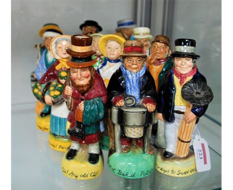 A collection of twelve Franklin Porcelain Cries of London Toby jugs, to include Hot Baked Potatoes, Chimneys to Sweep, Flower