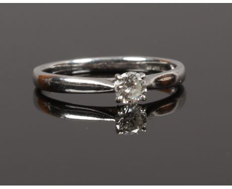 A ladies 9ct white gold diamond solitaire ring UK size L approximately .25ct diamond.