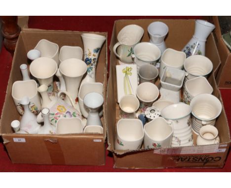 Two boxes of ceramic vases to include Crown Ducal, Purbeck, Hornsea etc.