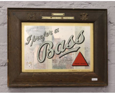 I Prefer a Bass, oak framed vintage advertising mirror.