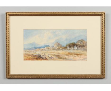 Mary Weatherhill (1834-1913) small gilt framed watercolour. Architectural landscape scene with figures, Rome. Signed and titl