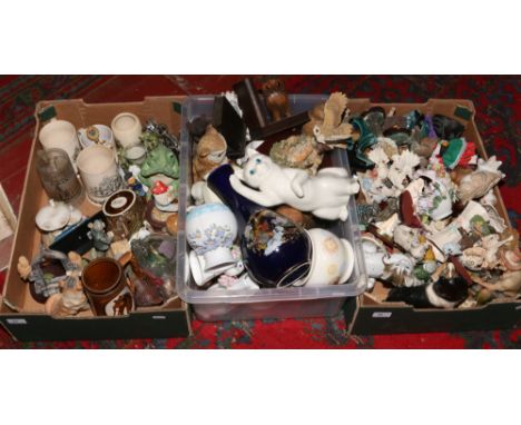 Three boxes of miscellaneous ceramics including Poole and composite ornaments etc.