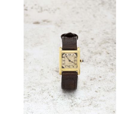 Cartier. A very rare and early in production 18K gold manual wind wristwatchModel: Tank NormaleDate: Circa 1921Movement: 19-j