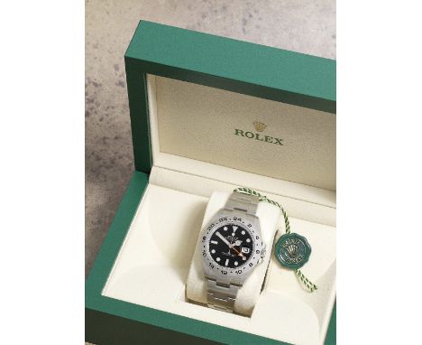 Rolex. An unworn stainless steel automatic calendar bracelet watch with dual time zoneModel: Explorer IIReference: 226570Date