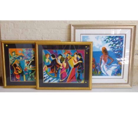 Nicola Simbari - "Afternoon in Capri", signed serigraph and certificate together with two framed prints after Philip Maxwell 