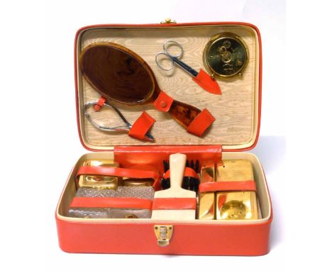 French ladies vanity case inset with 'Sup' Alarm clock. Condition report: see terms and conditions
