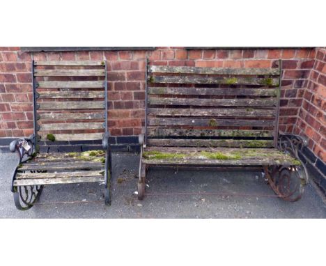 Cast iron garden rocker and matching bench. Condition report: see terms and conditions