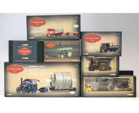 Seven Corgi Vintage Glory of Steam range boxed toys, to include Fowler B6 model set number 80102, also boxed model numbers CC