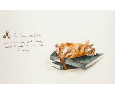 Moser (Dédé) - Centralino, Cat's ideas, Hand-written and painted by Dédé, Text by Ellen Richard,   calligraphic manuscript wr