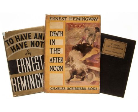 Hemingway (Ernest) - Death in the Afternoon,  colour frontispiece, black and white photographic illustrations, light browning