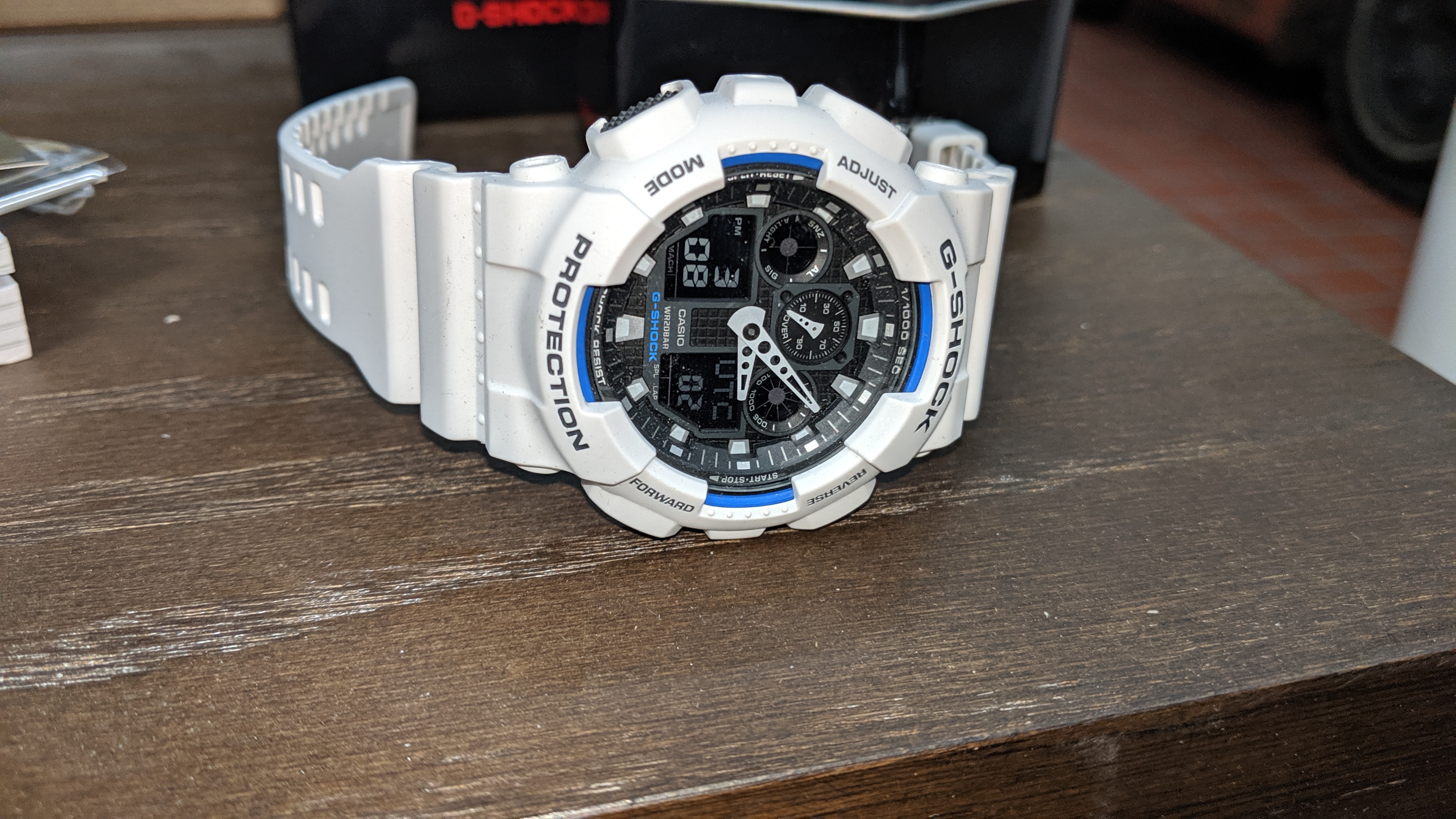 Casio G-Shock large white watch with multiple analogue & digital ...