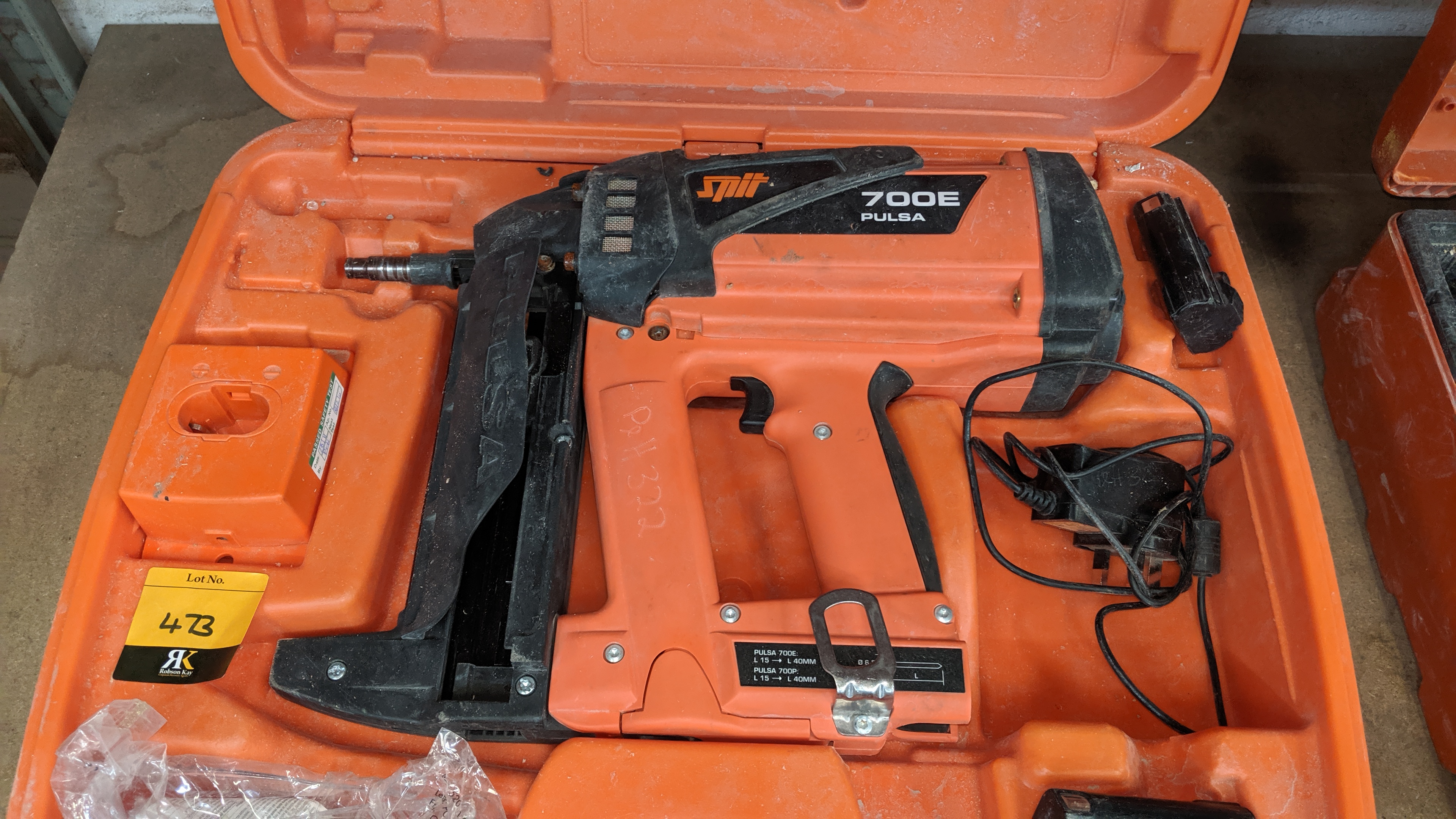 Spit Pulsa 700E nail gun including charger, case & 2 batteries ...