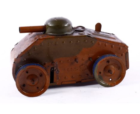 G&amp;K Panzer, Uhrwerk intakt, 2 Räder lose, Alterungsspuren, L 13, Z 3