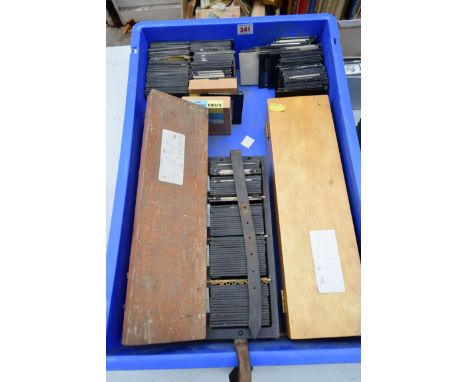 MAGIC LANTERN SLIDES: a quantity in 3 wooden boxes and loose, to include Italian views. (One tray)