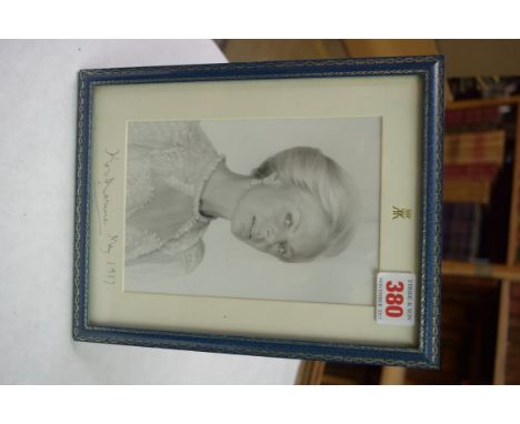 KATHERINE, DUCHESS OF KENT: a black and white photographic portrait, framed and glazed with the Duchess's monogram gilt to up
