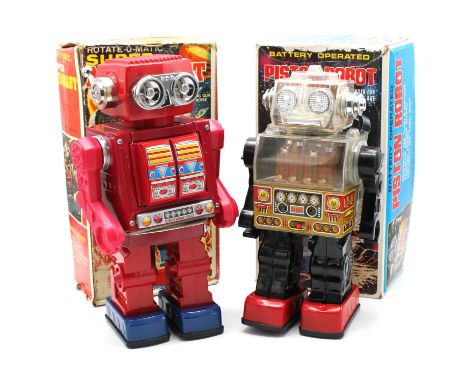 A Vintage Japanese tinplate robot 'Super Astronaut' and one further vintage 'Piston Robot', both boxed.  (2)Condition Report: