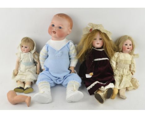 An early 20th century Armand Marseille bisque head doll, incised 351 (62cm),  another Armand Marseille bisque head doll incis