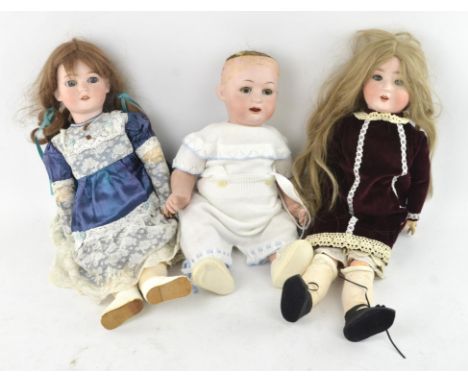 An early 20th century, Schoenau & Hoffmeister bisque head child doll incised 1909-6 (63cm), a 'Queen Louise' bisque head doll