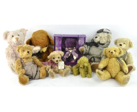 A quantity of modern teddy bears including ; Robin Reeve, Steiff, Merrythought, Hermann, and many others.  (approximately 20)
