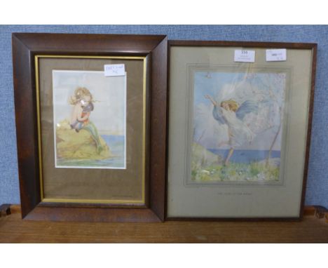 A Margaret Tarrant print and a Mabel Lucie Attwell print, Down by the Summer Sea, both framed 