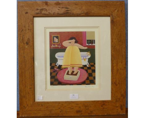 A signed Peter Heard limited edition print, Faulty Scales, no. 43/495, 27 x 23cms, framed 